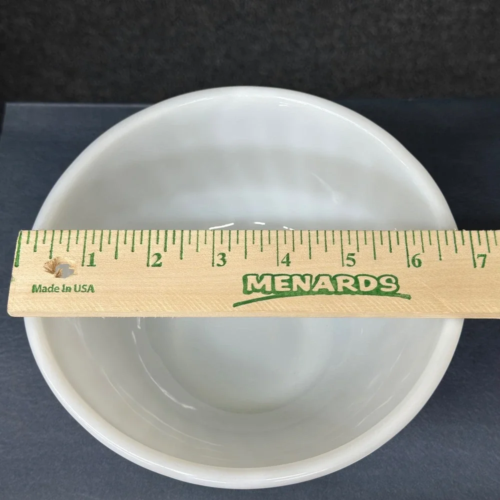 Vintage Fire-King Milk Glass Swirl Mixing Bowl White Anchor Hocking Ovenware 7in